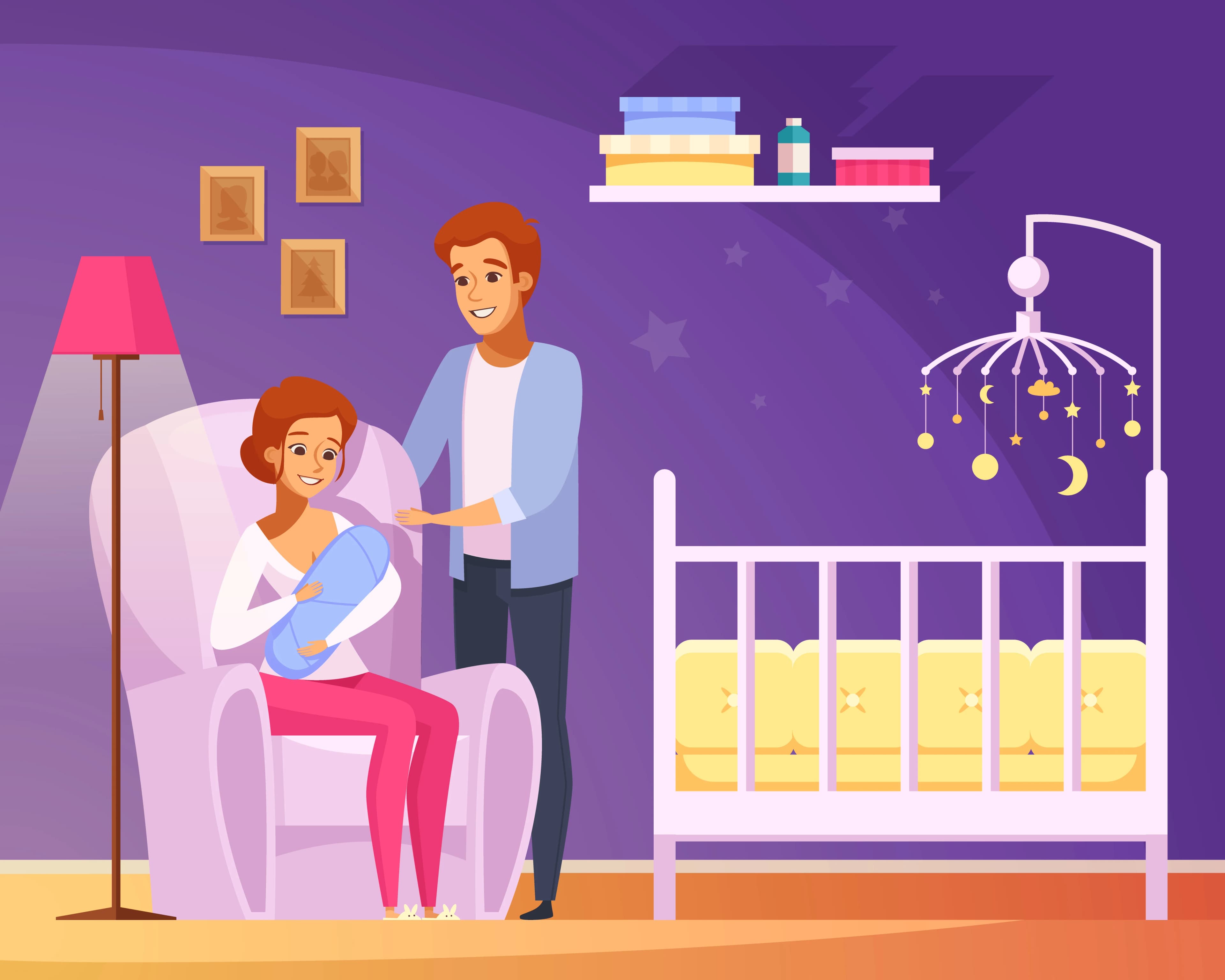 Professional caregiver gently holding and caring for a newborn baby